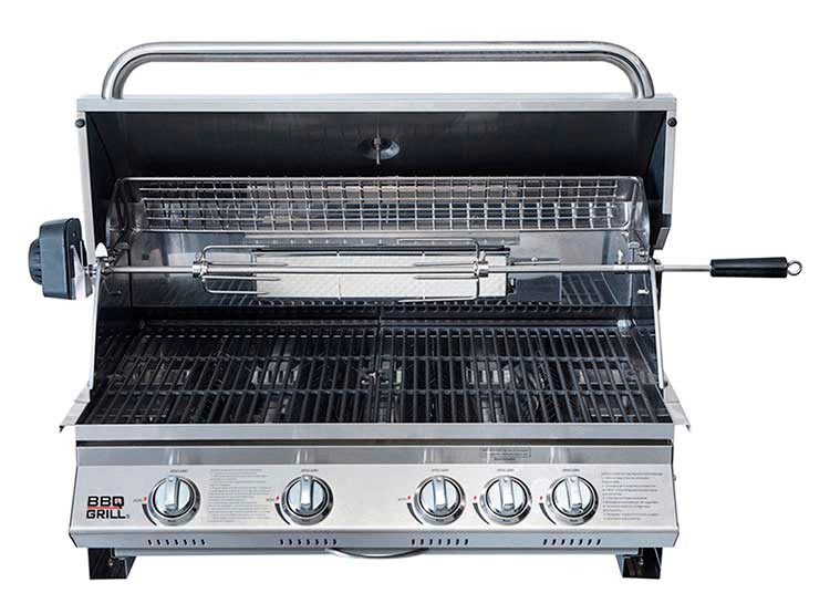 PARRILLA A GAS BBQ GRILL KANSAS EMPOTRADA 4 QUEMADORES ACERO - 2