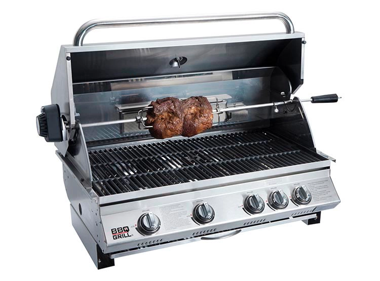 PARRILLA A GAS BBQ GRILL KANSAS EMPOTRADA 4 QUEMADORES ACERO - 3