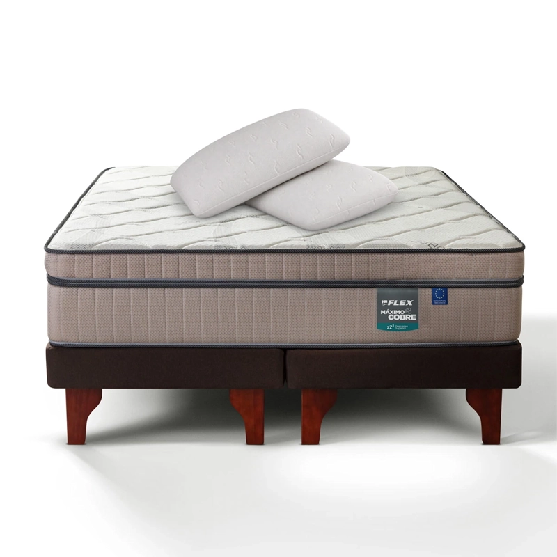 JUEGO DE DORMITORIO FLEX CAMA EUROPEA MÁXIMO COBRE BD 2 PLAZAS CHOCOLATE + TEXTIL - 2
