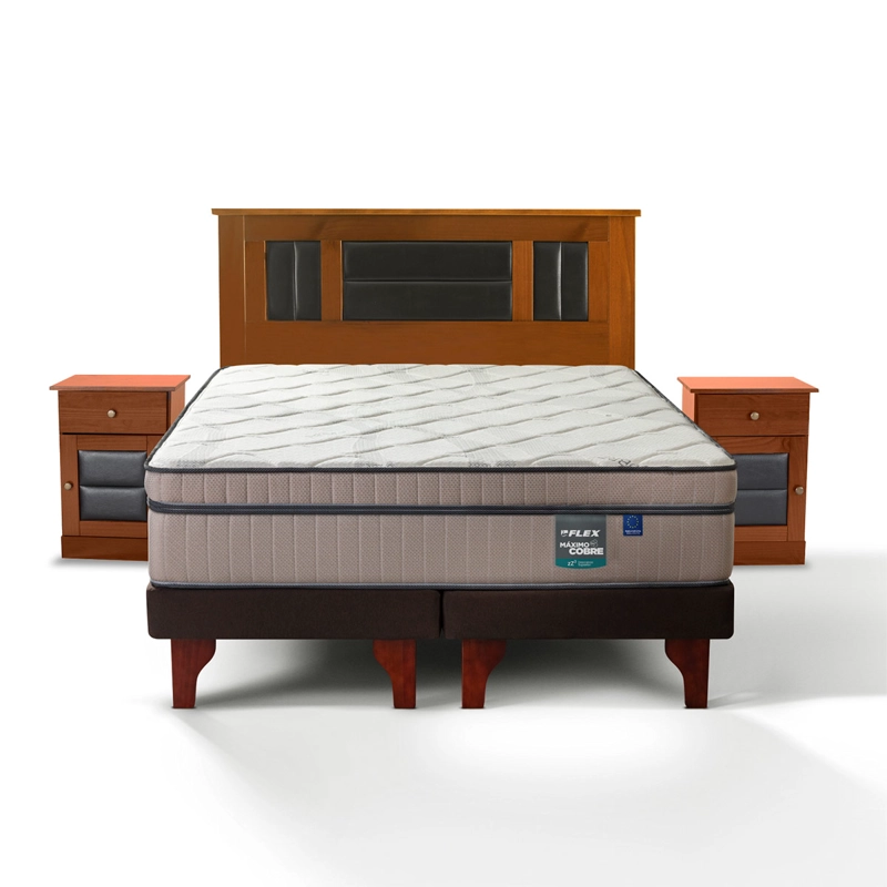 JUEGO DE DORMITORIO FLEX CAMA EUROPEA MÁXIMO COBRE BD 2 PLAZAS CHOCOLATE + MADERAS LORRAINE - 2