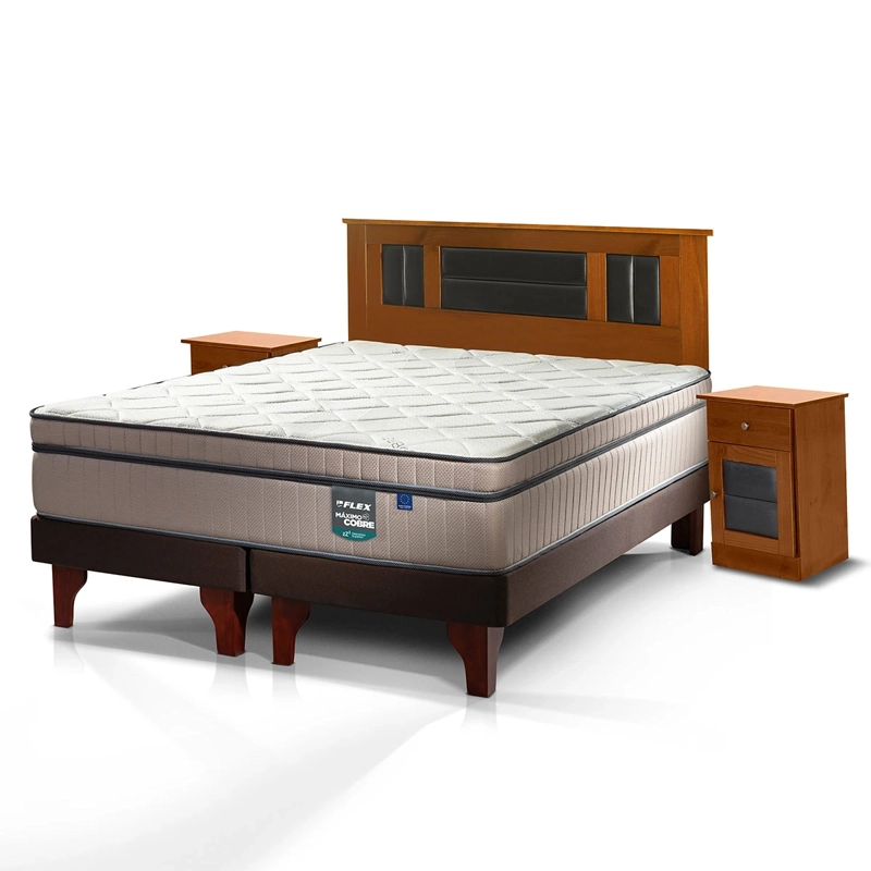 JUEGO DE DORMITORIO FLEX CAMA EUROPEA MÁXIMO COBRE BD 2 PLAZAS CHOCOLATE + MADERAS LORRAINE - 3