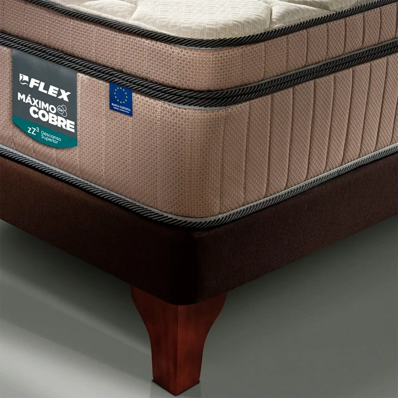 JUEGO DE DORMITORIO FLEX CAMA EUROPEA MÁXIMO COBRE BD 2 PLAZAS CHOCOLATE + MADERAS LORRAINE - 4