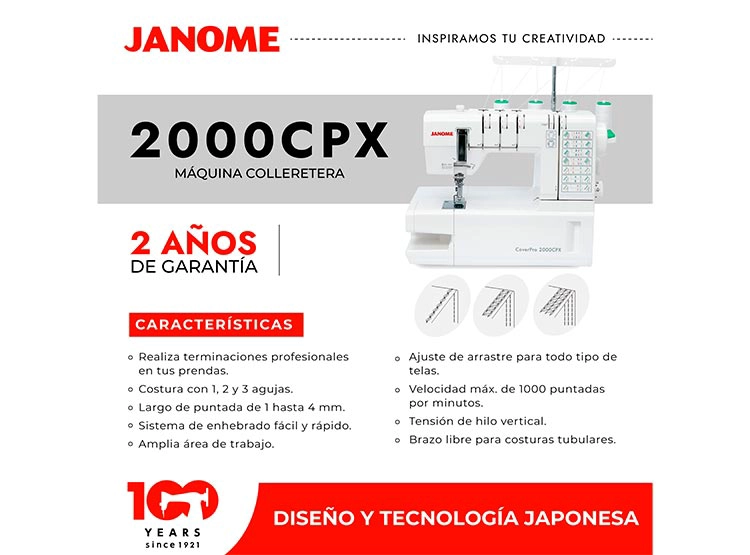 MÁQUINA DE COSER COLLERETERA JANOME 2000CPX - 7
