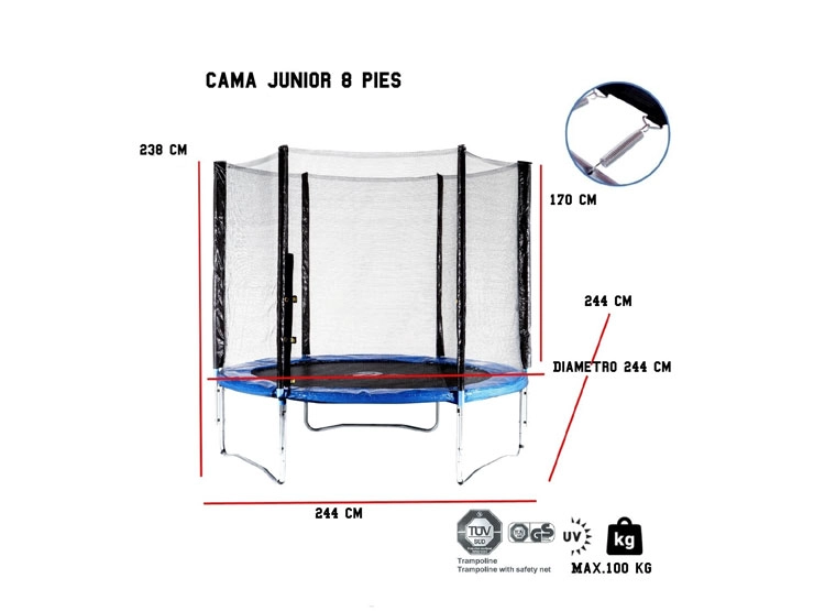 CAMA ELASTICA KIDSCOOL 2.44 MTS ALTO 1.4 MT (4.5 PIES) - 9