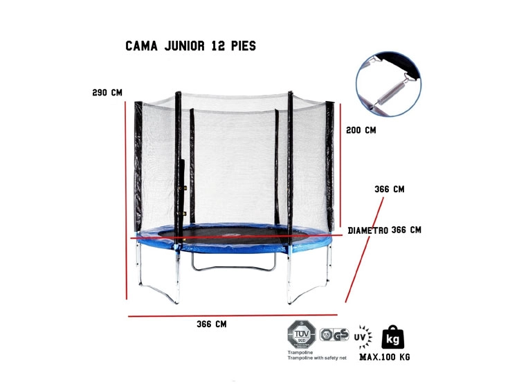 CAMA ELASTICA KIDSCOOL 3.66 MT (12 PIES) - 9