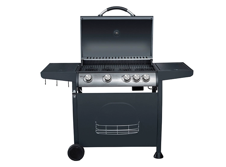 PARRILLA A GAS BBQ GRILL INDIANA 4 QUEMADORES + QUEMADOR LATERAL NEGRO - 2