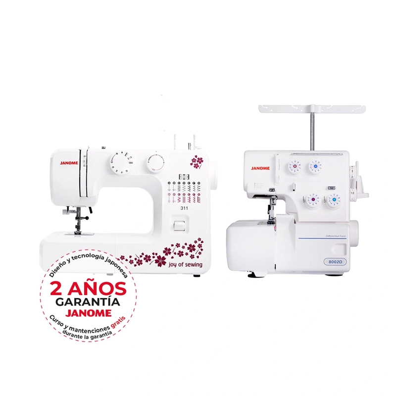 COMBO JANOME MAQUINA DE COSER 311 + OVERLOCK 8002D - 1