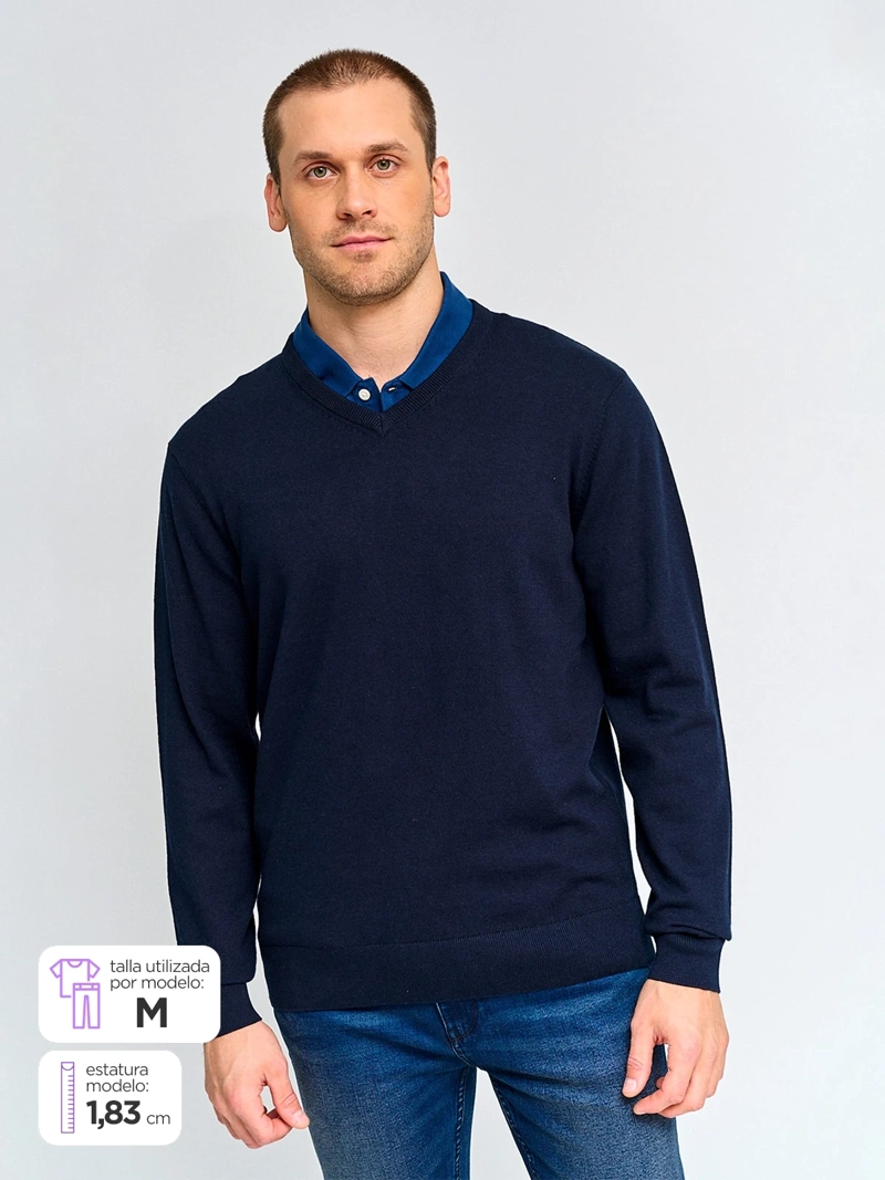 SWEATER HOMBRE KENNETH STEVENS ALGODÓN CUELLO EN V - 1