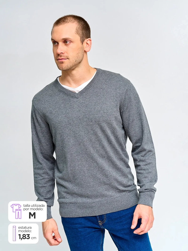 SWEATER HOMBRE KENNETH STEVENS ALGODÓN CUELLO EN V - 1