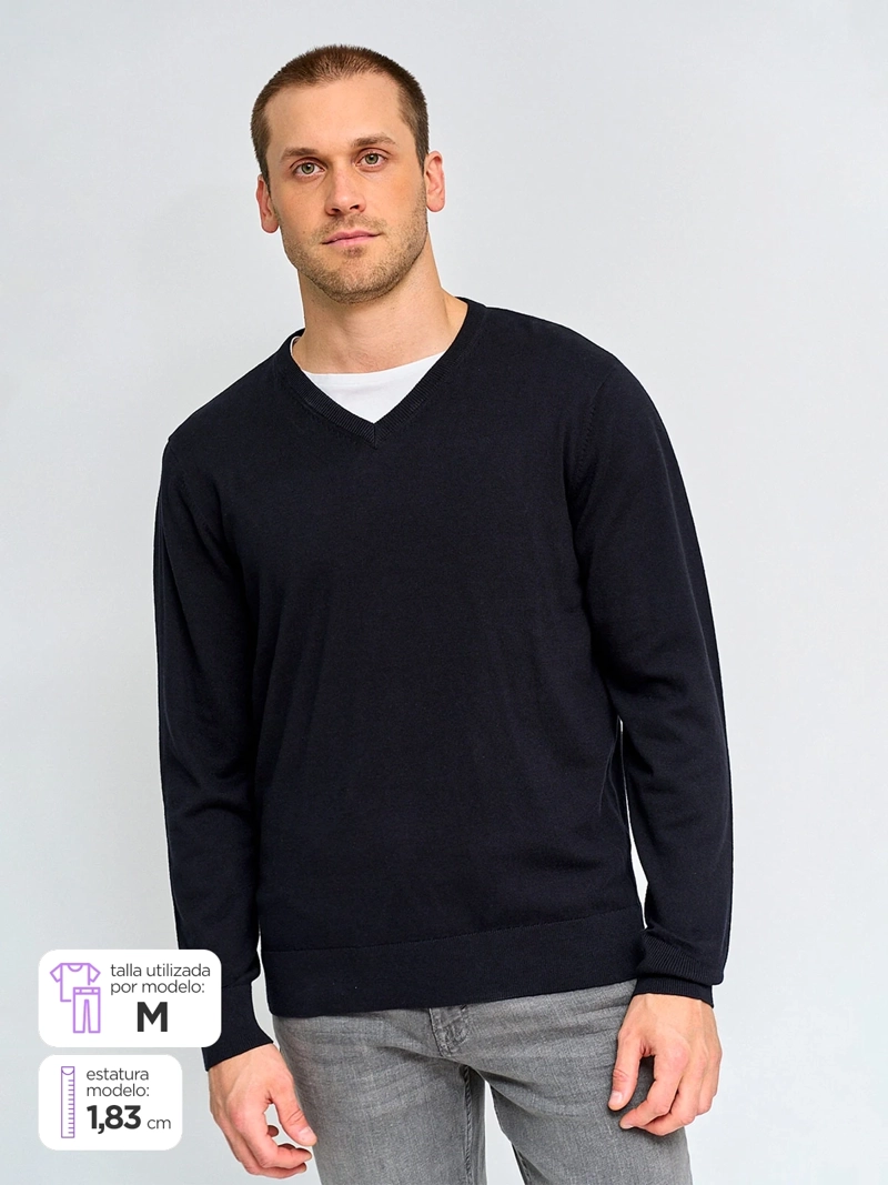 SWEATER HOMBRE KENNETH STEVENS ALGODÓN CUELLO EN V - 1