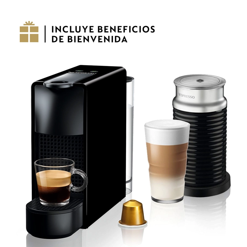 COMBO CAFETERA NESPRESSO CÁPSULA ESSENZA MINI C30 NEGRO + ESPUMADOR LECHE - 1