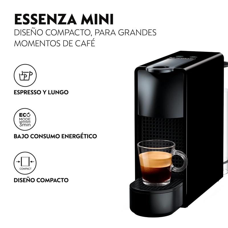 COMBO CAFETERA NESPRESSO CÁPSULA ESSENZA MINI C30 NEGRO + ESPUMADOR LECHE - 4