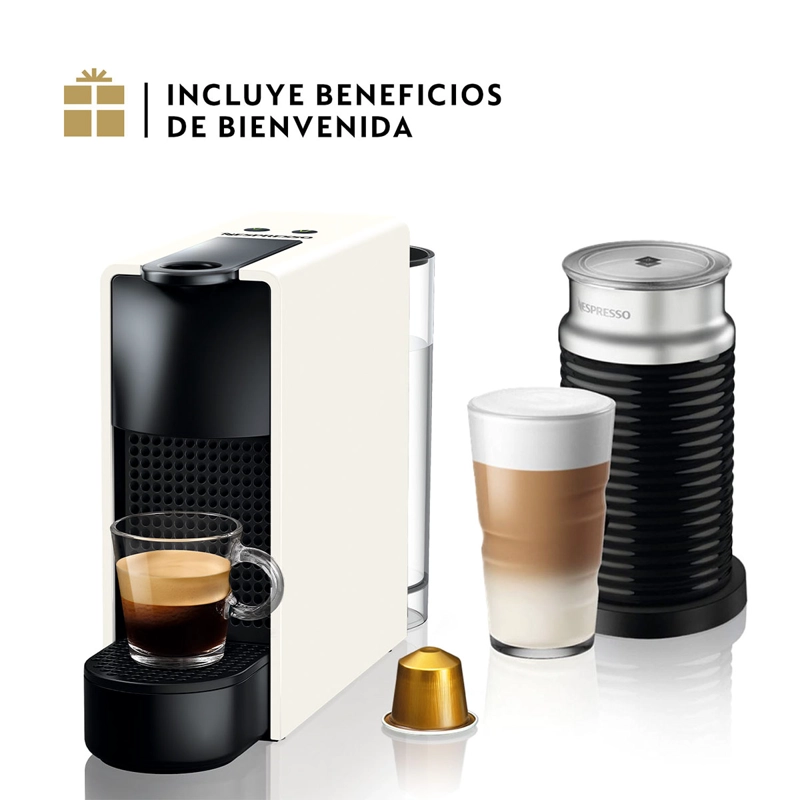 COMBO CAFETERA NESPRESSO CÁPSULA ESSENZA MINI C30 BLANCO + ESPUMADOR LECHE - 1