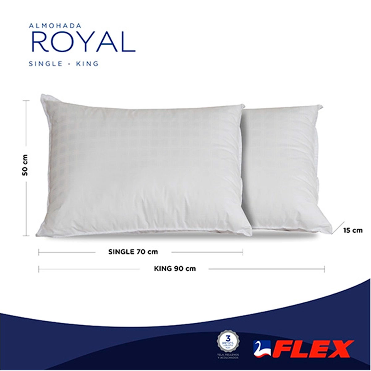 ALMOHADA FLEX ROYAL 90 X 50 CM BLANCO - 6