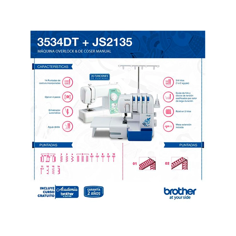 COMBO BROTHER OVERLOCK 3534D + MÁQUINA DE COSER JS2135 - 6
