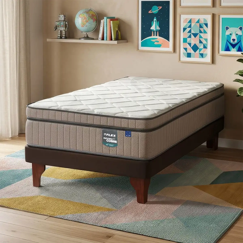 CAMA EUROPEA FLEX MÁXIMO-R COBRE MAXIMO 1.5 PLAZAS CHOCOLATE