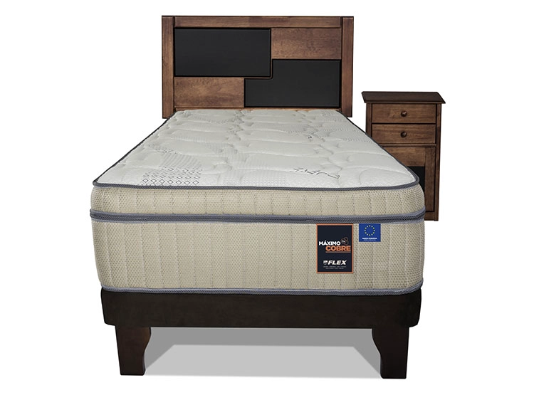 JUEGO DE DORMITORIO FLEX CAMA EUROPEA MAXIMO COBRE 1.5 PLAZAS CHOCOLATE + SET COLONIA - 2