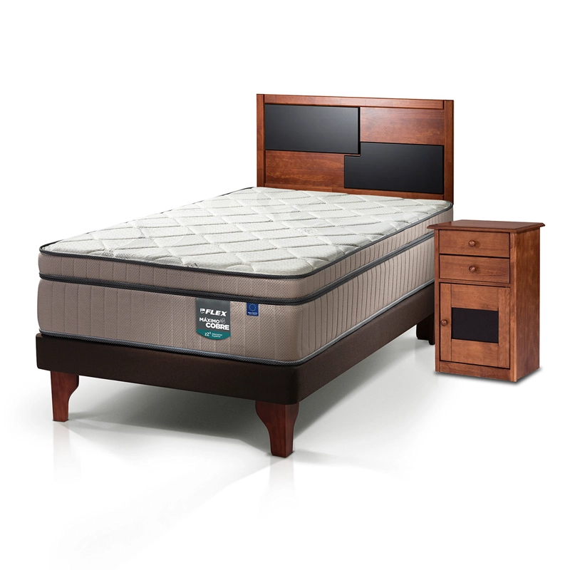 JUEGO DE DORMITORIO FLEX CAMA EUROPEA MAXIMO COBRE 1.5 PLAZAS CHOCOLATE + SET COLONIA - 7