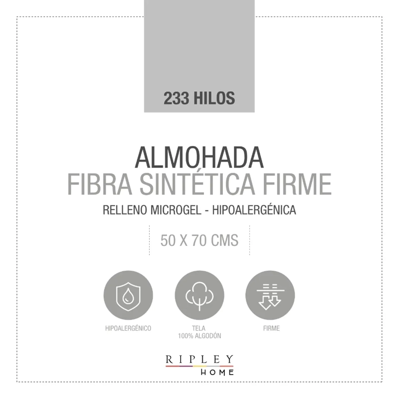 ALMOHADA RIPLEY HOME HIPOALERGENICA FIRME 50X70 CM - 2
