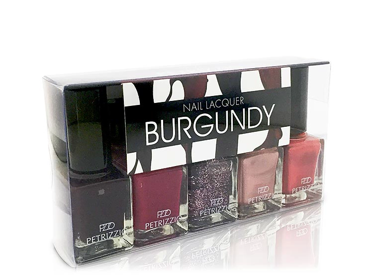 SET 5 ESMALTES DE UÑAS PETRIZZIO NAIL LACQUER BURGUNDY 11 ML