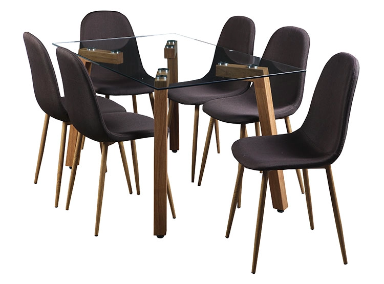 JUEGO DE COMEDOR SPAZZIO JOCKEY NATURAL CAFE 6S - 1