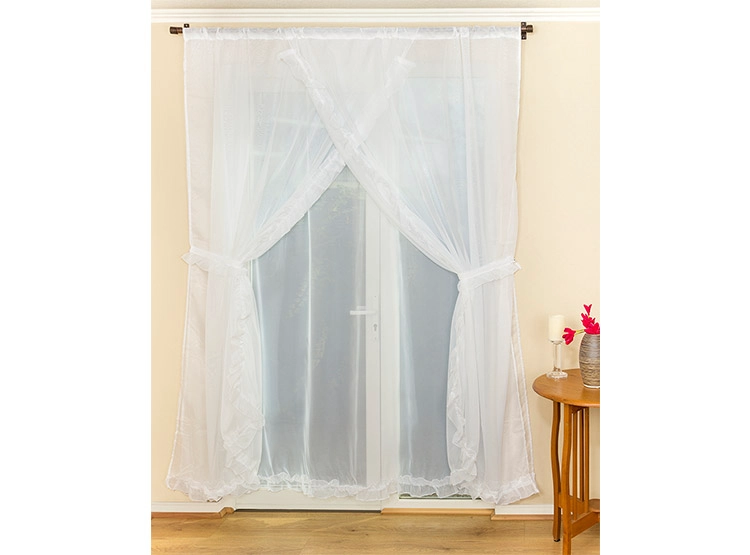 SET CORTINAS DORAL VELO ROMANTICO BLANCO - 1