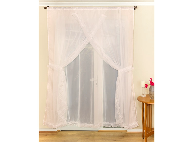 SET CORTINAS DORAL VELO ROMANTICO CRUDO - 1