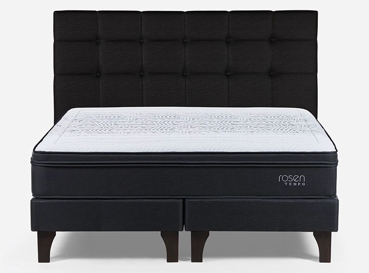 JUEGO DE DORMITORIO ROSEN CAMA EUROPEA TEMPO BD 2 PLAZAS + RESPALDO ISSEY GRAFITO - 1