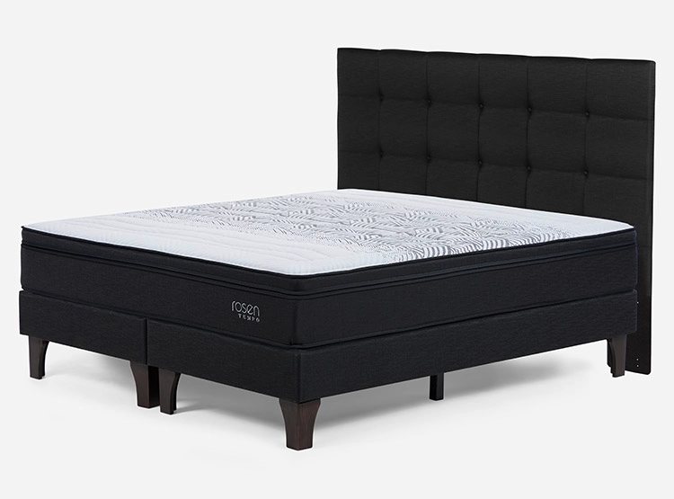 JUEGO DE DORMITORIO ROSEN CAMA EUROPEA TEMPO BD 2 PLAZAS + RESPALDO ISSEY GRAFITO - 2