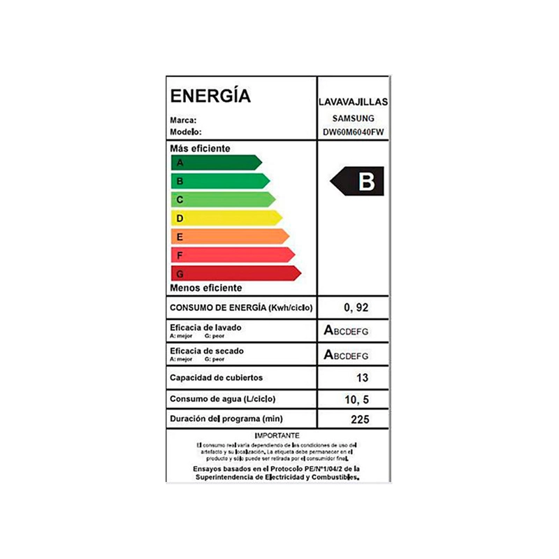 LAVAVAJILLAS SAMSUNG DW60M6040FW 13 CUBIERTOS BLANCO - 10