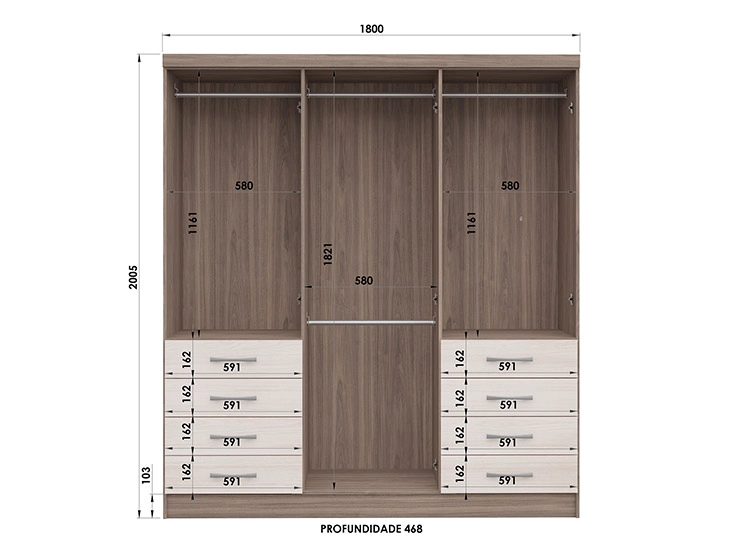 CLOSET YARDAS MODELO Y338 6 PUERTAS 8 CAJONES - 5
