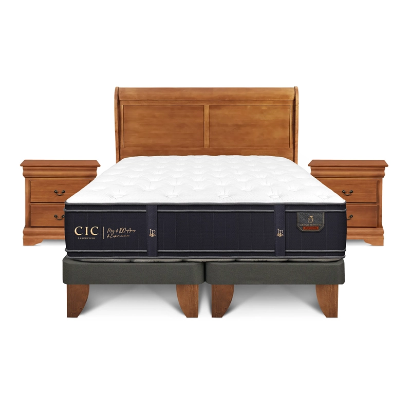 JUEGO DE DORMITORIO CIC CAMA EUROPEA GRAND PREMIUM BD 2 PLAZAS + SET MIRO