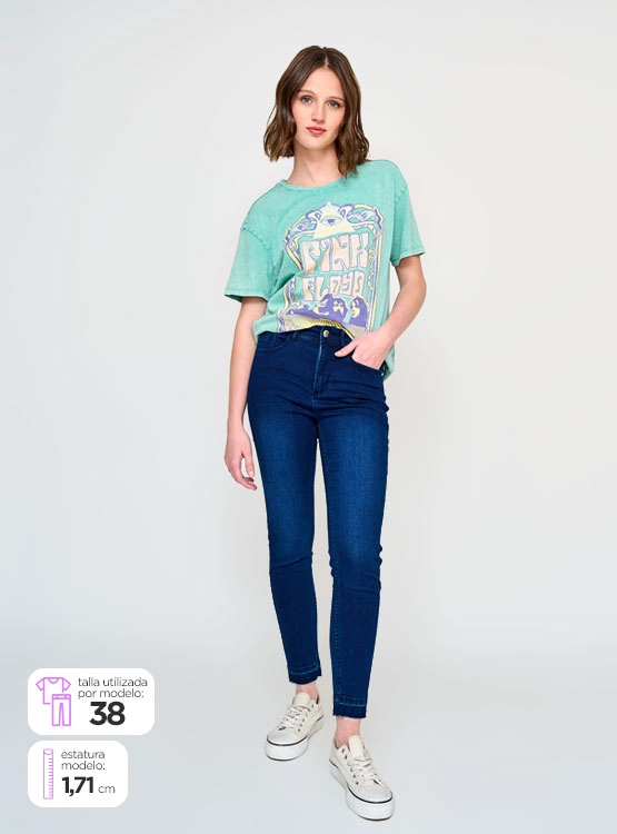 JEANS MUJER INDEX ALGODÓN TIRO MEDIO - 1