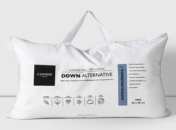ALMOHADA CANNON DOWN ALTERNATIVE 90 X 50 CM ALGODÓN BLANCO - 1