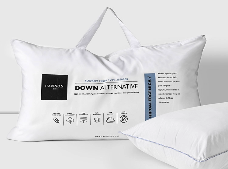 ALMOHADA CANNON DOWN ALTERNATIVE 90 X 50 CM ALGODÓN BLANCO - 2