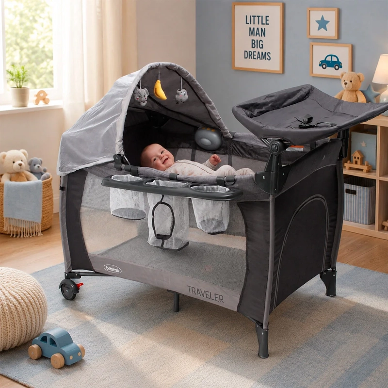 CUNA CORRAL PACK & PLAY TRAVELER BALANCIN MUDADOR MUSICAL - 4
