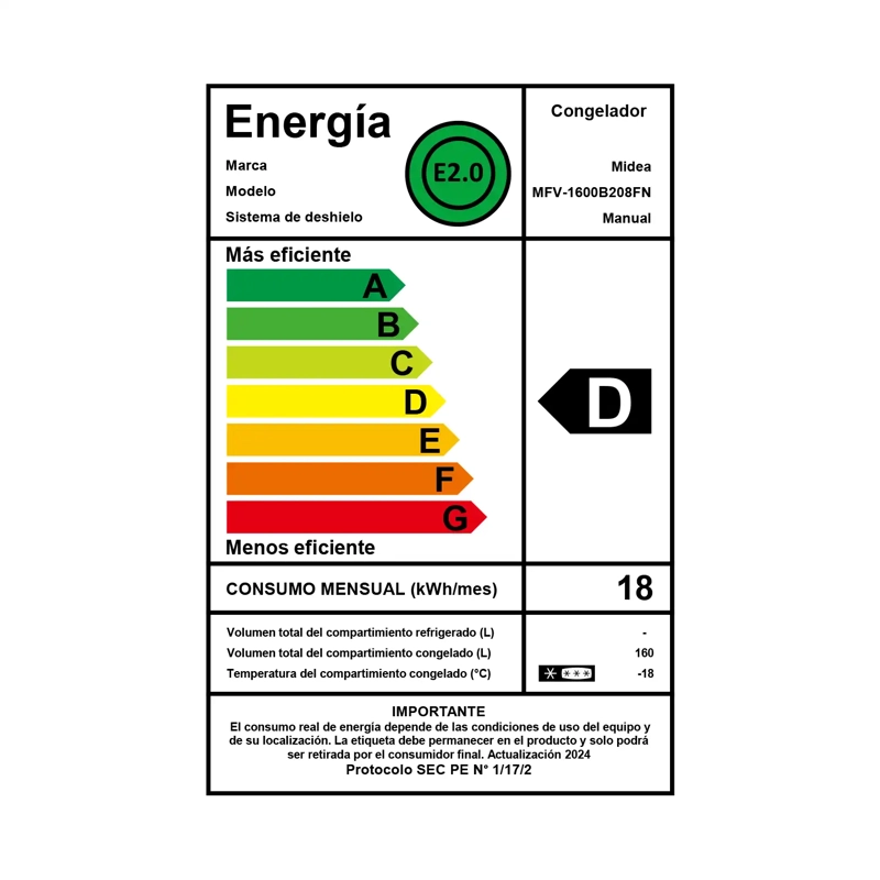 CONGELADOR VERTICAL MIDEA MFV-1600B208FN 160L BLANCO - 4