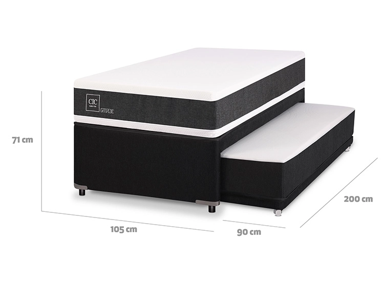 CAMA DIVAN CIC NEW ORTOPEDIC BLACK 1.5 PLAZAS GRIS - 3