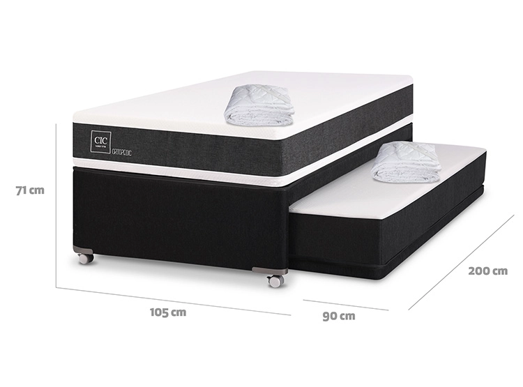 JUEGO DE DORMITORIO CIC CAMA DIVAN NEW ORTOPEDIC BLACK 1.5 PLAZAS GRIS + CUBREPLUMONES - 3