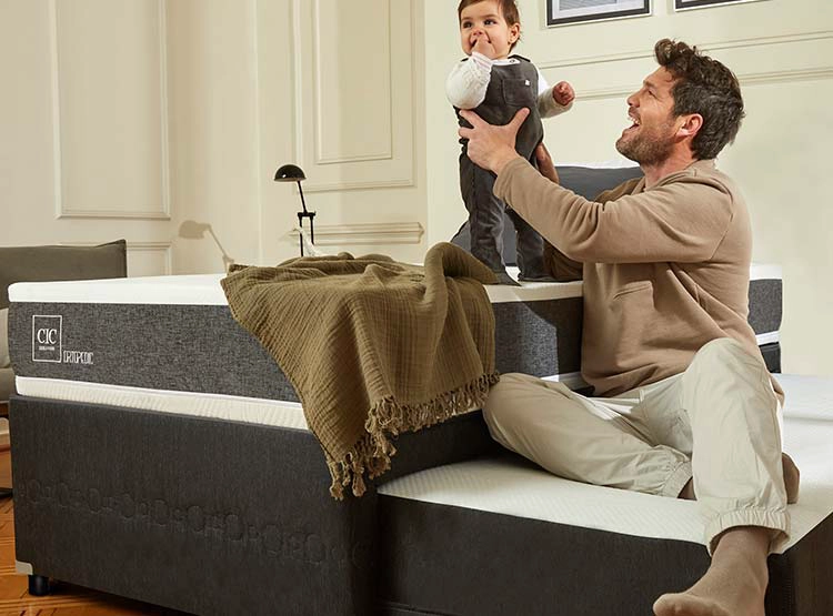JUEGO DE DORMITORIO CIC CAMA DIVAN NEW ORTOPEDIC BLACK 1.5 PLAZAS GRIS + SET ARES - 7