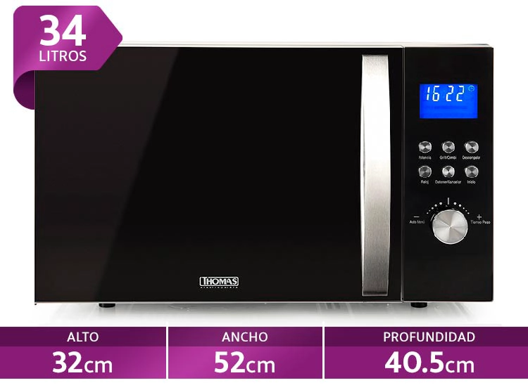 MICROONDAS THOMAS TH34DMG ESPEJADO PLATO GIRATORIO