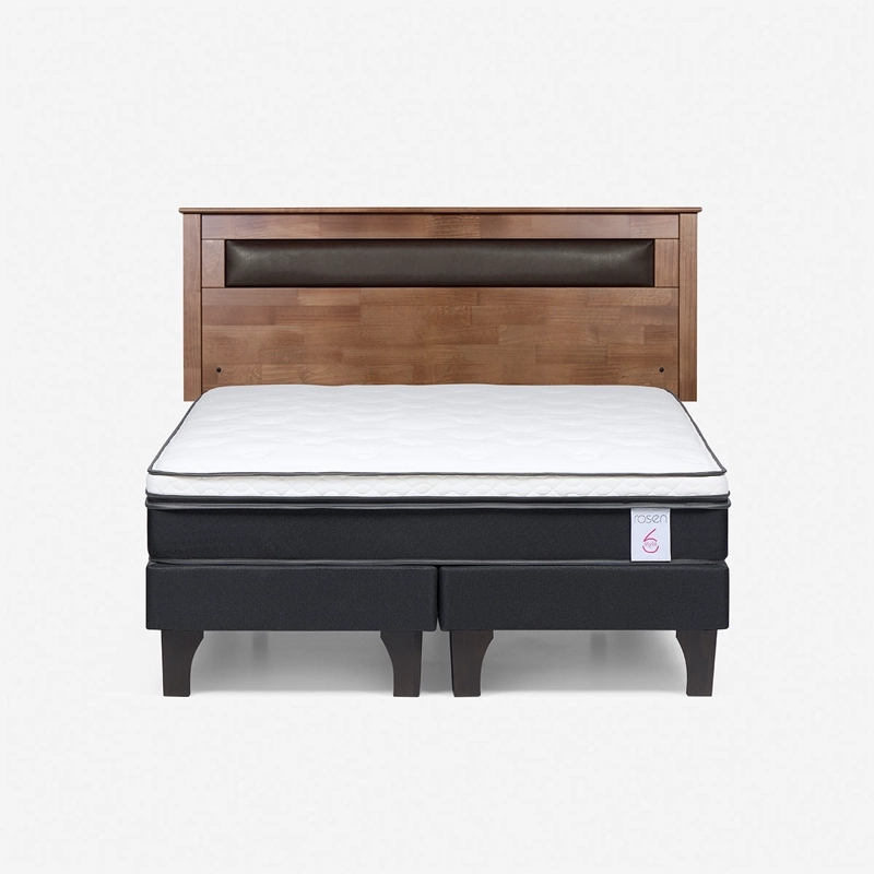CAMA EUROPEA 2 PLAZAS NEW STYLE 6 BASE DIVIDIDA + RESPALDO FERRARA ROSEN - 1