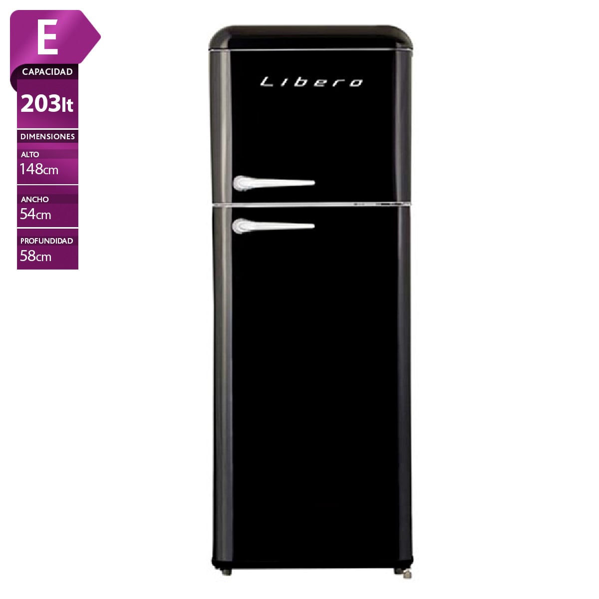 REFRIGERADOR LIBERO TOP FREEZER RETRO STYLE NEGRO