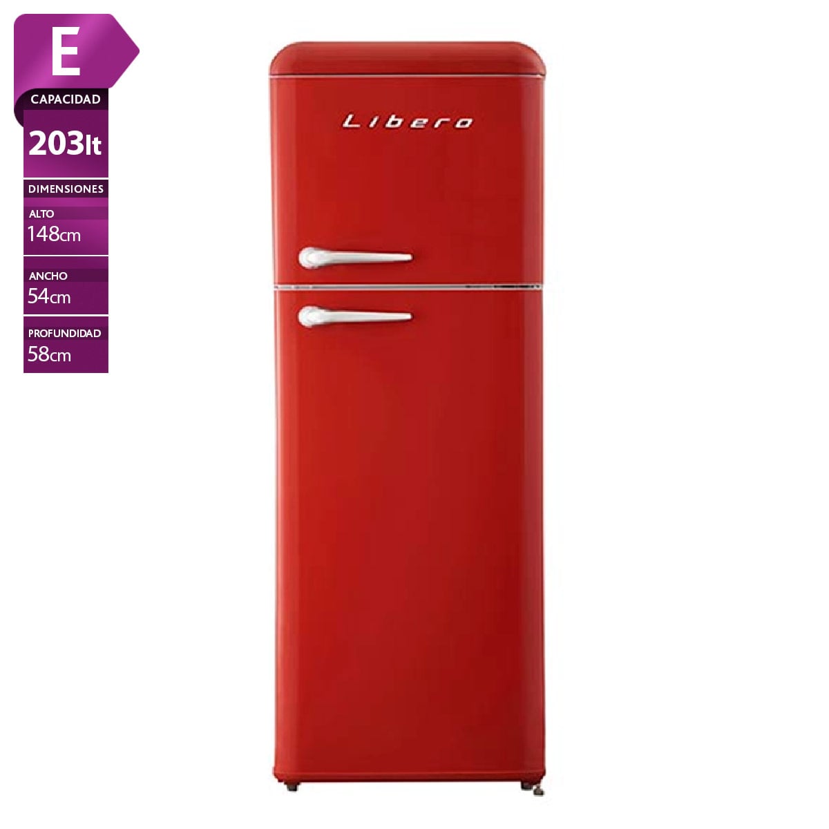REFRIGERADOR LIBERO TOP FREEZER RETRO STYLE ROJO