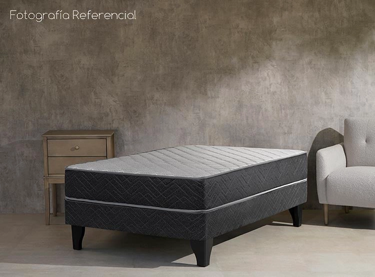 JUEGO DE DORMITORIO CELTA CAMA EUROPEA APOLO 1.5 PLAZAS NEGRO + SET ASTURIAS - 7