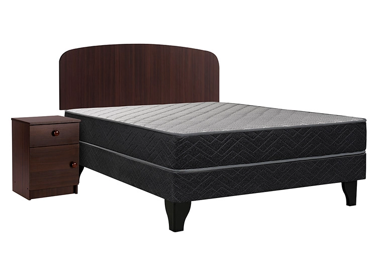 JUEGO DE DORMITORIO CELTA CAMA EUROPEA APOLO FULL NEGRO + SET CORDOBA 1 VELADOR - 1