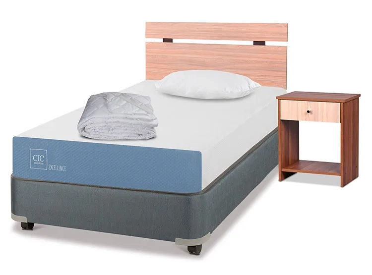 JUEGO DE DORMITORIO CIC CAMA BOX AMERICANO EXCELLENCE 1.5 PLAZAS + SET OLMO + TEXTIL - 2