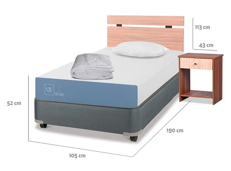 JUEGO DE DORMITORIO CIC CAMA BOX AMERICANO EXCELLENCE 1.5 PLAZAS + SET OLMO + TEXTIL - 3