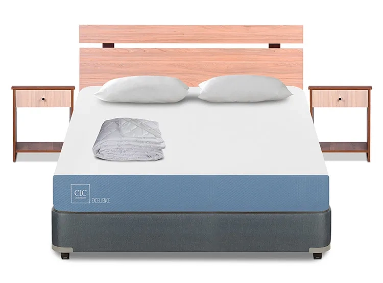 JUEGO DE DORMITORIO CIC CAMA BOX AMERICANO EXCELLENCE 2 PLAZAS + SET OLMO + TEXTIL - 1