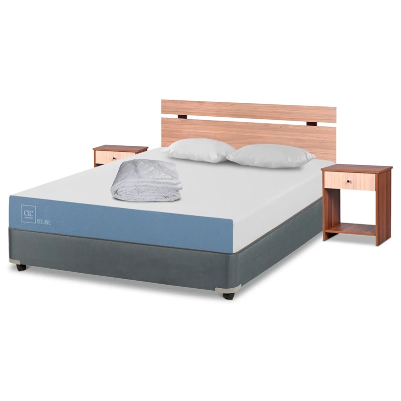 JUEGO DE DORMITORIO CIC CAMA BOX AMERICANO EXCELLENCE FULL + SET OLMO + TEXTIL - 2